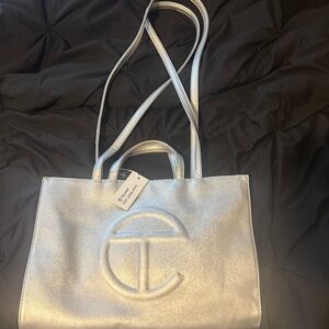 Silver Medium Telfar Shopping Bag